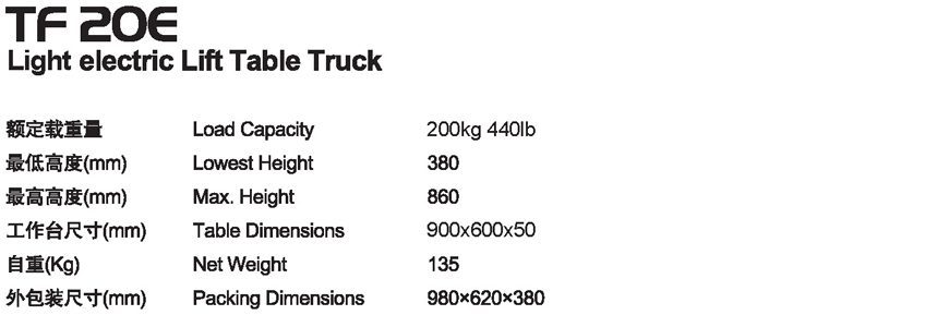 電動(dòng)輕型平臺(tái)車(chē) TF 20E